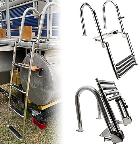 FENGSSLL Télescopique Robuste pour Bateaux Pliable - Échelles de Bain en Acier Inoxydable pour Personnes Lourdes, pour Piscines/Yacht Marin