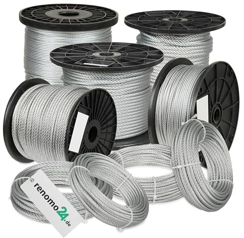 Renomo24 - Drahtseil 30m, 6mm Ø, Konstruktion 6x19 - Stahlseil verzinkt
