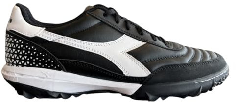 Diadora Calcetto LT Turf Fu ballschuhe Vollnarbenleder, verbesserte D mpfung, verschlei fester Gummi, Kunstrasen, optimale Traktion und Stabilit t, Schwarz/Schwarz/Wei , 44.5 EU