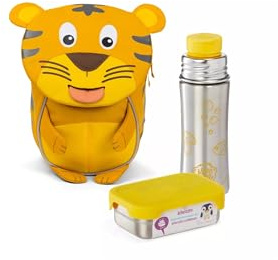 Affenzahn Kinderrucksack Kleiner Freund Tiger - Gelb | Ergonomischer Kindergarten-Rucksack für Kinder von 1 bis 3 Jahren mit Reflektoren, Ziehzunge und Namensschild