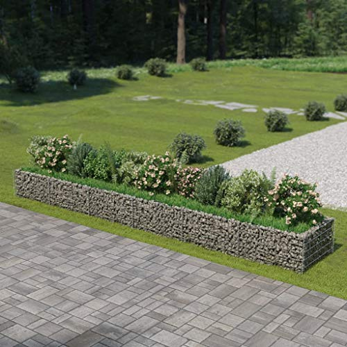 Gecheer Gabion Planter Raised Bed Galvanised Steel Basket Planter Raised Vegetable Bed Steel Wall Fence 540x90x50 cm