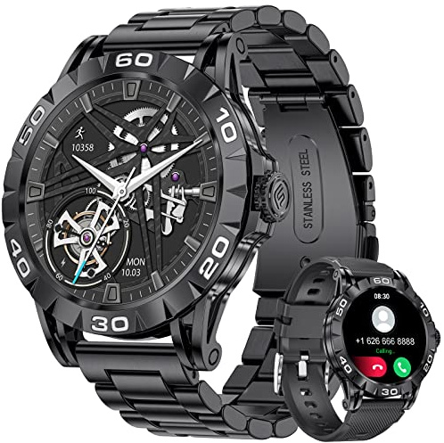 LIGE Smartwatch für Herren, 1,39-Zoll Touchscreen, Fitness-Tracker mit Blutdruck/Herzfrequenz, IP67 Wasserdicht, Schrittzähler Smartwatch für Android iOS, Schwarz