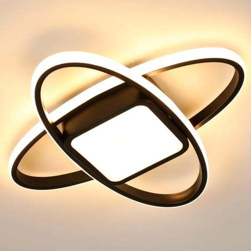 Comely LED Deckenleuchte Moderne, 42W 4725LM Schwarz LED Deckenlampe Runden Deckenbeleuchtung Lampen für Schlafzimmer, Wohnzimmer, Flur, Warmes Licht 3000K, 40cm