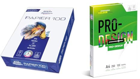 AVERY Zweckform 2566 Drucker-/Kopierpapier (500 Blatt, 100 g/m², DIN A4 Papier, hochweiß, für alle Drucker) 1 Pack & ProDesign Druckerpapier 250 Blatt weiß 120g A4 29,7 x 21 cm
