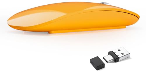 Uiosmuph G11 Souris sans Fil, 2.4 GHz avec Récepteur USB Souris Ultra Mince Souris Silence 1000-1200-1600 DPI Réglable Mouse, pour Ordinateur Portable, PC, Orange