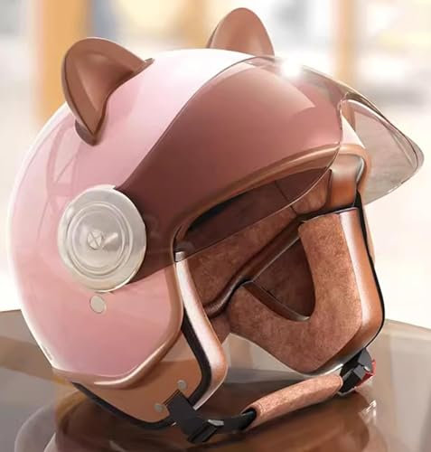 SJAPEX Casco Integral Retro para Niños Y Niñas, Homologado ECE, Casco Infantil Vintage 3/4, Cómodo Casco Infantil con Hebilla De Liberación Rápida 5,48~55cm