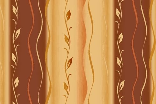 Gardinen Vorhangen Mondego Braun 140x160 cm (BxH) 1 Stück Gardine mit Kräuselband Curtains Wohnzimmer Florale Muster Satin Stoff Küchengardinen Fenstergardinen Window Blinds Dekoschale