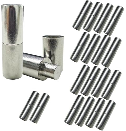 Schweißbare Zylinderscharniere, 4,8 x 1,3 cm, robust, männlich, weiblich, Edelstahl, zum Anschweißen, für Metallschwingtüren, Einfahrtstore, Fenster, runde abnehmbare Scharniere, 20 Stück