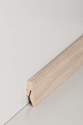 PROVISTON - Battiscopa in MDF, 15 x 40 x 2500 mm, con anima in legno di quercia Mekong per incollare, clip, viti e chiodi, 62,5 metri, 25 pezzi
