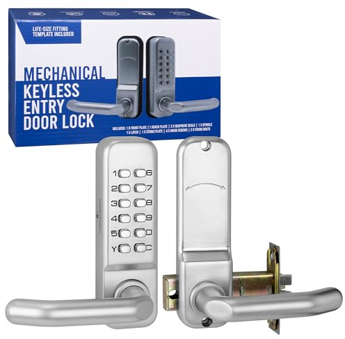 Fortstrong Mechanical Door Lock - Keyless Entry with Left or Right Installation - Durable Automatic Combination Deadbolt - Reliable Home Security - Easy to Install - Silver