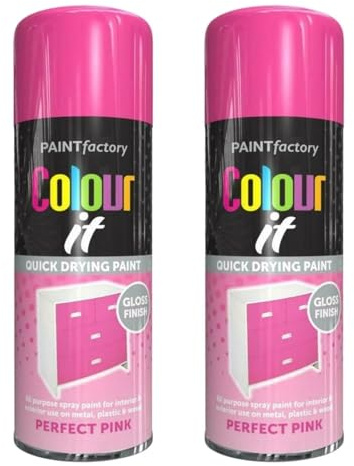 YSAMAX All-Purpose Aerosol Pink Gloss Spray Paint, Aesthetic Appeal, Quick Drying Paint, Long-Lasting Durability, Both Decorative And Protective Purposes,250 ML, (2 PCS)