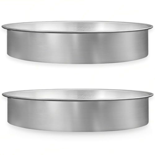 Set 2 Stampi Tortiera Professionali per Cottura, 20x7.5h cm, Rotondi, Alluminio Anodizzato | Senza Punti di Saldatura | Ideale per Cheesecake Americane e Dessert Moderni