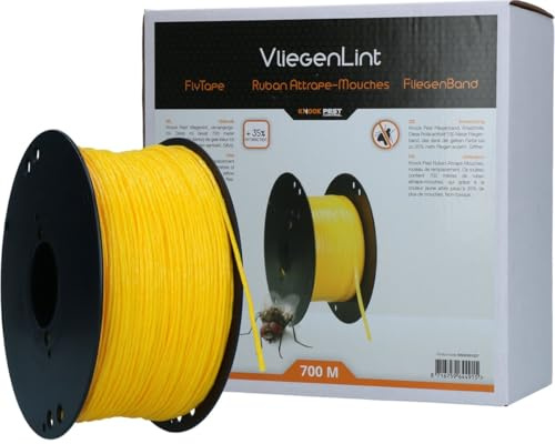 Knock Pest Control Fly Tape - 700 Meter - Fliegenbekämpfung - Fliegenfänger-Klebestreifen - giftfrei - mit Klebstoff und Lockstoff - gelb - lang anhaltender Schutz - wirksam - sicher für Haustiere