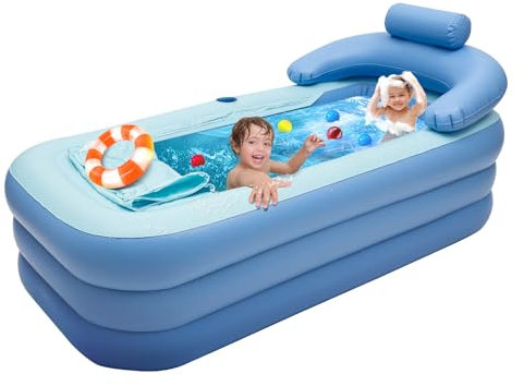 ACROSSPART Inflatable Portable Bathtub, PVC Foldable Bath Tub Adult, Outdoor Collapsible Bathtub with 360° Surrounding Airbag, 150 * 80cm