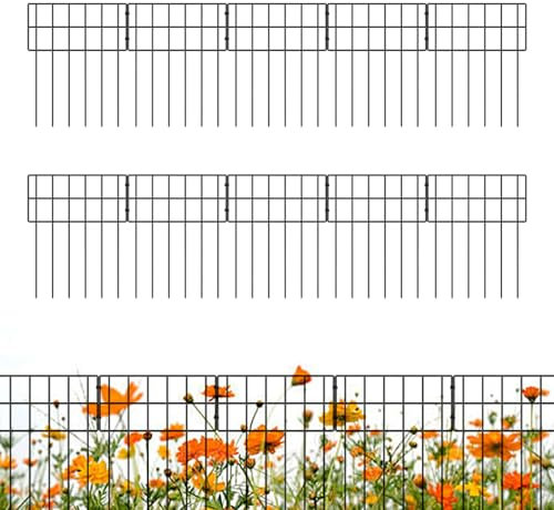 Clôture de Jardin - Clôture Sans Terrassement | 10 Panneaux Décoratifs pour Pelouse et Terrasse - Protection Animaux Domestiques et Séparation Extérieure pour Chiens Jardin