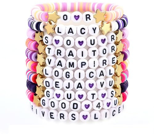 10Pcs Olivia Friendship Bracelet Gift Set for Girls Women, Olivia Merch GUTS Sour Album Inspired Music Lover Gifts Jewellery, Concert Outfits, Birthday Decorations & Accessories for Fans