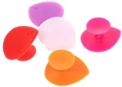 HONITANO 5 Stück-pack Multifunktionale Silikon Herzform Massagebürste für Babys Kopfhaut mit Doppelseitiger Anwendung und Einfachem Verstauen für Sanfte Reinigung und Zufällige Farbe