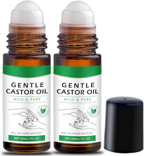 Castorglo Bio-Rizinusöl-Roll-on, Rizinusöl-Rosenquarz-Rollerball, Narben- und Dehnungsstreifenentfernung, für Bauch, Gesicht, Körper und Augenpartie