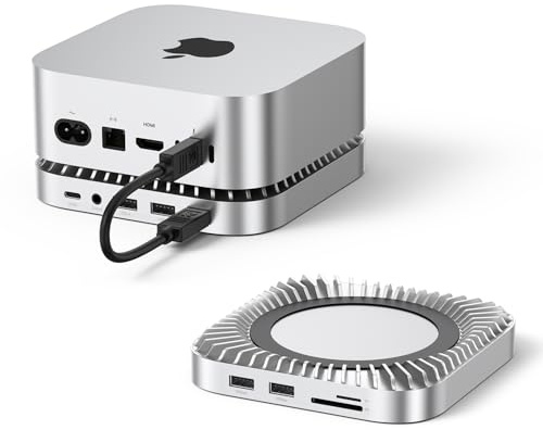 Raycue Mac mini M4 Dock & Stand mit 8T NVMe SSD-Gehäuse, 2 USB A 10 Gbit/s, 10G USB C-Datenanschluss, 5G USB A*2, USB-C-Ladeanschluss, SD/TF, Audio für Mac mini M4/ M4 Pro