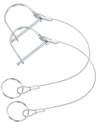 PATIKIL 2 Stück Anhängerkupplungsstifte 3/16 x 1-9/16 4 5mm x 50mm | D-Form Schaftsicherungsstift, Mit Ohrverlängerter Schnellspannkordel Und Rundbogendraht Halter, Für Landwirtschaftliche