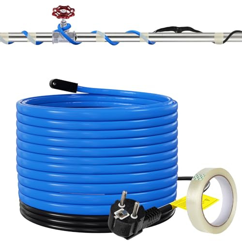 Tubiaz 2M Frostschutz Heizkabel mit Thermostat und 10m Klebeband, 34W 230V IP68 Heizleitung Frostschutzkabel Rohrbegleitheizung mit Automatikschalter, Heizband für Wasserleitung