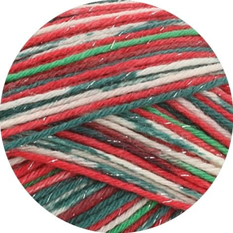 LANA GROSSA Meilenweit 6-Fach Merino Christmas | 6-fädiges Sockengarn aus Merino, waschmaschinenfest | Garn aus 80% Schurwolle & 20% Polyamid | 150g Wolle, Stricken & Häkeln | 390m Garn FB 633