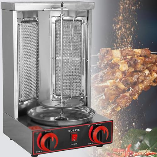 Parrilla De Acero Inoxidable Giratoria Para Pollo, Máquina Para Hacer Brochetas Domésticas, Máquina Eléctrica Para Kebab, Asador De Carne, Parrilla Sin Humo, Rotación De 360° Silver-DoubleKnob