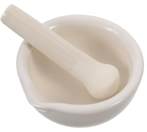 STOBAZA Mortaio e Pestello in Ceramica 10 CM Set da Cucina per Macina Spezie e Cereali Ciotola Portatile per Macinare Noci e Condimenti Strumento Manuale Compatto per Preparazioni