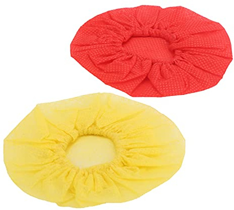 120 Pcs Microphone Caps Disposable | Non - Woven Particle & Saliva Guard Replacement Covers for Handheld Microphones/Home/Studio | 7x7.6cm (Red Yellow)