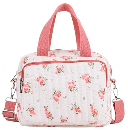 ZoraYorce Quiltad skötväska med blommönster, multifunktionell handväska med axelrem, mammaväska för kvinnor, mödrar, resor, arbete, shopping, daglig användning, Stil 1