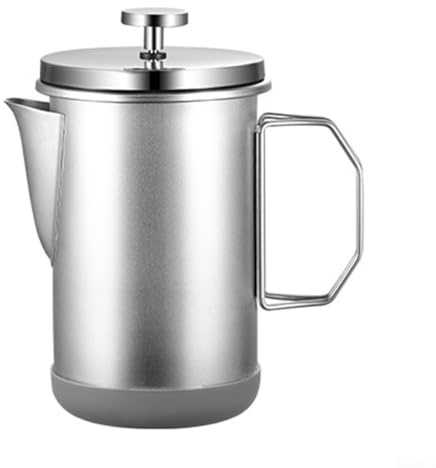 Cafetera de acero inoxidable para verter sobre el camping, resistente a la corrosión 304 con función de espumador para prensa francesa, té y leche, portátil, compacta, color negro plateado (plata)