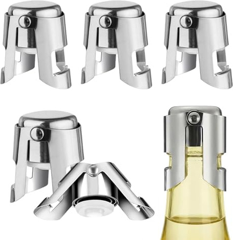 3PCS Reusable Champagne Stoppers, Stainless Steel Prosecco Stopper, Leak-Proof Sparkling Wine Bottle Stopper, Prosecco Bottle Stopper to Keep Fizz for Wine Bottles Bar Accessories for Home Pub