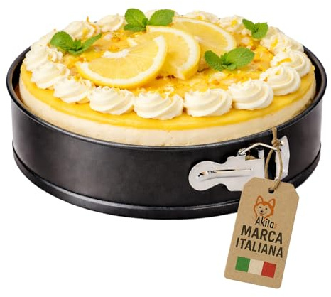 AKITAInk Tortiera a Cerniera Antiaderente, Stampo per Dolci Apribile Disponibile in Varie Misure (18-20-22-24-26-28 cm), Ideale per Torte, Cheesecake e Forno (26 cm)