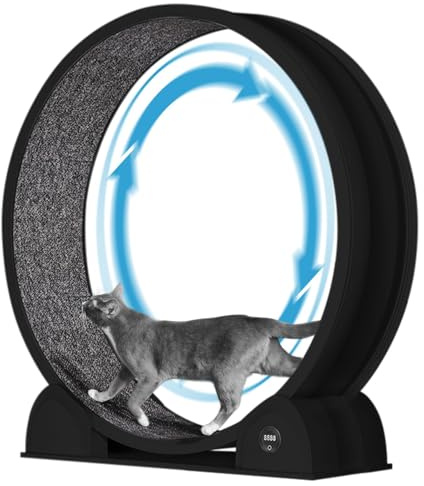 Ruota per esercizi per gatti da interni, design silenzioso, in legno naturale extra grande, pista moquette da 320 cm, smontabile con pedometro intelligente, ideale per correre e camminare