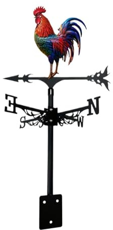 Veleta, Decoración de dirección del viento en el techo de gallo de hierro, Veleta decorativa de metal Uso de montaje en techo de jardín de 16 pulgadas, Uso de barandilla de balcón en patio de granja d