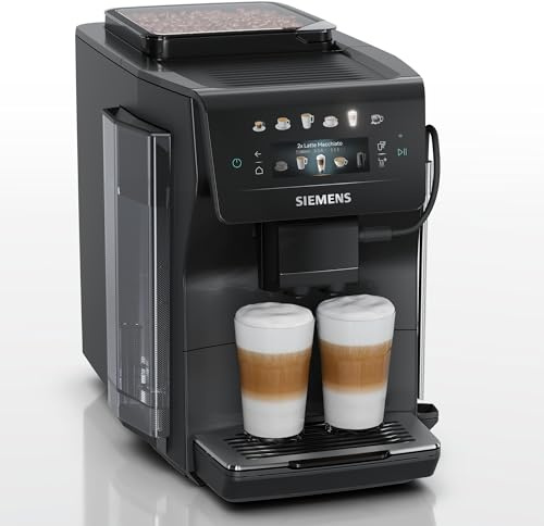 SIEMENS, Cafetera superautomática EQ600 iAroma Negro, TP601E09 | Facil de usar y limpiar, con molinillo y pantalla tactil. Prepara dos tazas a la vez
