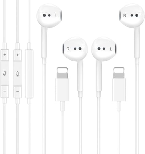 2 Pack [Apple MFi Certified] Wired Earphones for iPhone 14 13 12 11 Pro Max | for iPhone Earbuds Headphones, Built-in Microphone & Volume Control Nosie Reduction Headsets for iPhone 14 13 12 11 XS X 8