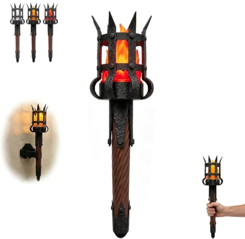 Genérico Aplique de pared LED con forma de antorcha medieval (01#)