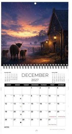 2027 Års Kalender Rolig prydnad med datumrutor och tjockt | Väggplanerare Och Månadskalender För Klassrum, Matsal, Studentrum, Vardagsrum, Sovrum Samt Studenter, Barn, Tonåringar Och