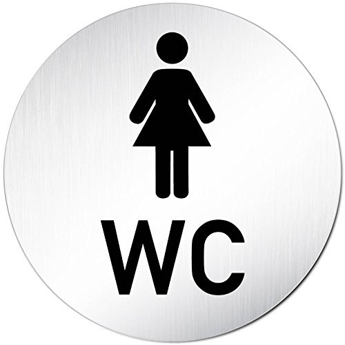'Cartel XXL inodoro • Ø 100 Mm • aluminio placa para puerta (anodizado) • Nota Cartel Mujer WC 