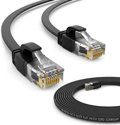 hb-digital 15m cavo di rete LAN Flat Patch Cable con spina RJ45 in rame professionale sottile e flessibile per Gigabit Ethernet compatibile con PC, Router, Switch, Modem, TV, Console di gioco nero