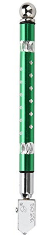 Handrad Art Glasschneider Hartmetallschneiden Rad Metallgriff Handwerkzeuge für dickes Glas Mosaik und Fliesen Bleistift Form Design Ergonomischer Griff für Glas Stärke 3~15mm (Grün)