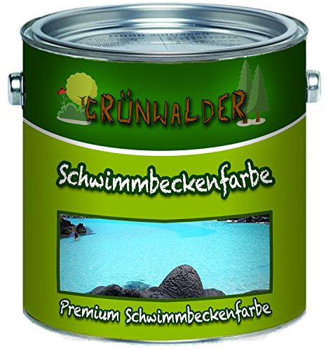 Grünwalder Schwimmbeckenfarbe premium Poolfarbe in Blau Weiß Grün Seegrün Grau Anthrazitgrau Lichtgrau ungiftige, wasserdichte Teichfarbe (2,5 L, Anthrazitgrau)