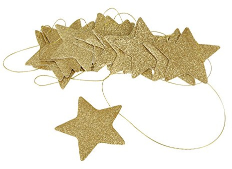 Étoile Guirlande, Décorations d'Étoiles Papier Guirlandes Suspendre Étoiles pour Mariage, Vacances, Fête, Anniversaire, Chambres d'Enfants, Moustiquaires, Mur, Fenêtre.(or)