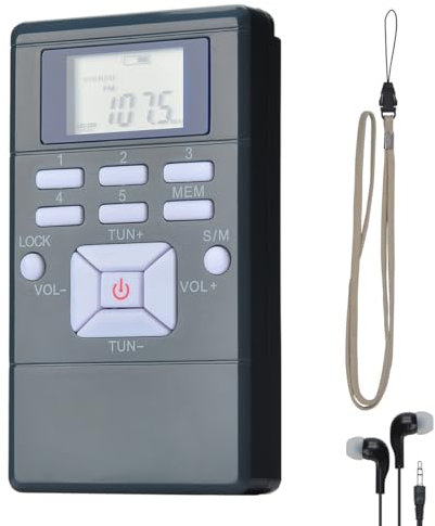 COVVY Portable FM Stereo Radio with Earphone, Mini Pocket Size Digital Tunning FM Transistor Radio for Walking, Running, Jogging (Gray)