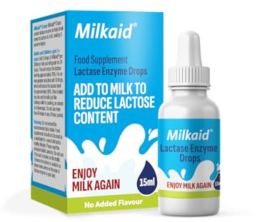 Milkaid Lactase Enzyme Drops 15ml – Lactose Intolerance Relief – Reduces Milk Lactose – Unflavoured
