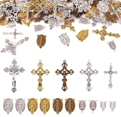 Craftdady Colgantes tibetanos de crucifijo de cruces, 70 unidades, para hacer collares de joyería, agujero: 1,5 – 2 mm