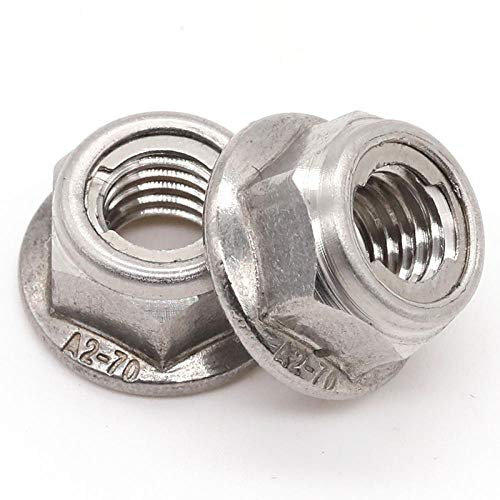 Acier inoxydable 304, contre-écrou à bride, contre-écrou à bride métallique, écrou autobloquant,-M8