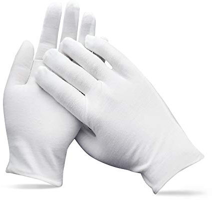 6 Paar weiße genähte Baumwollhandschuhe, wiederverwendbare Mehrzweck-Handschuhe, Handschuhe