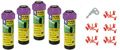 K Rain K1 1/2 Reclaimed Water (RCW) Gear Drive Rotor 4 Pop-Up | 15' - 30' Spray Distance, 40° - 360° Arc Spray Pattern with Full-Circle Gear Driven Rotor | Includes Install Kit (5 Pack)